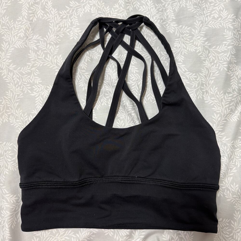 Lululemon Women’s Sports Bra Size 4 Black Racer Back Athletic Gym Workout Yoga